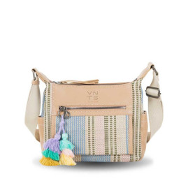 Bolso bandolera marca Ventis tipo góndola color beige multicolor de mujer