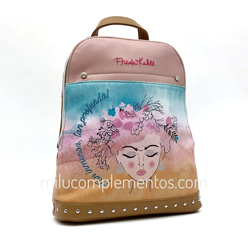 Mochila Frida Kahlo color rosa multicolor de mujer tienda online