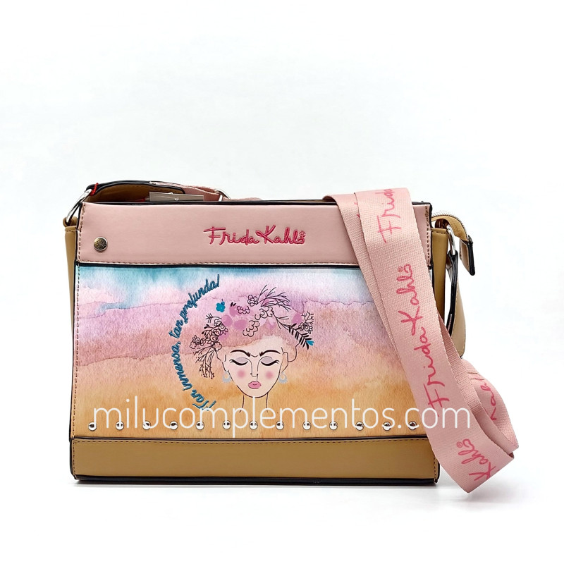 Bolso bandolera Frida Kahlo color rosa multicolor de mujer primavera verano 2025