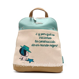 Mochila marca Mafalda color beige/verde agua de mujer tienda online