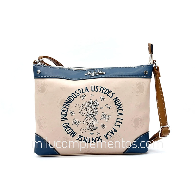 Bolso bandolera marca Mafalda color beige/azul de mujer tienda online