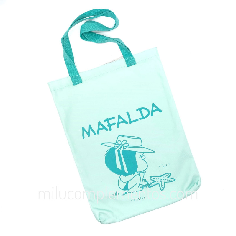 Bolsa textil Mafalda turquesa de mujer primavera verano 2025