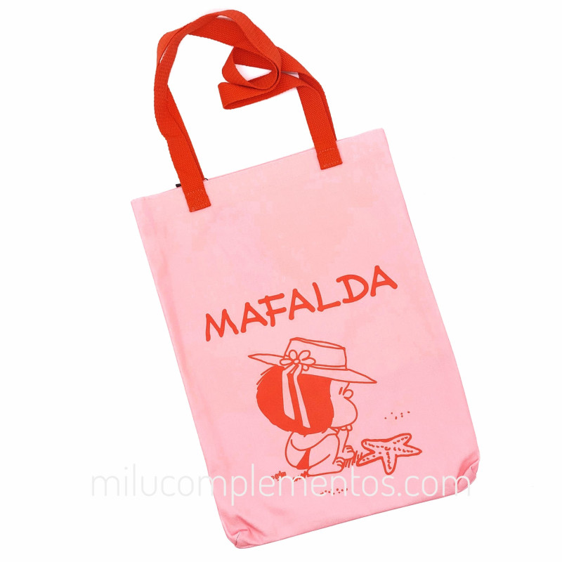 Bolsa textil Mafalda coral de mujer