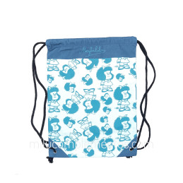 Saco-mochila textil Mafalda azul de mujer