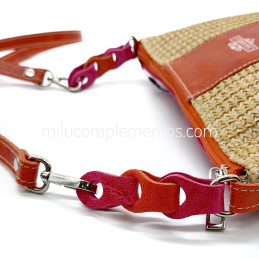 Bolso bandolera Caramelo color naranja de mujer detalle trenzado