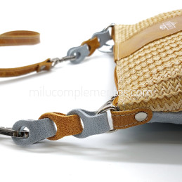 Bolso bandolera Caramelo color mostaza de mujer detalle trenzado