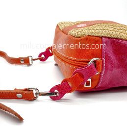 Bolso bandolera Caramelo color naranja de mujer detalle trenzado piel