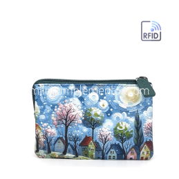 Monedero de piel marca Belmonte paisaje azul/multicolor de mujer