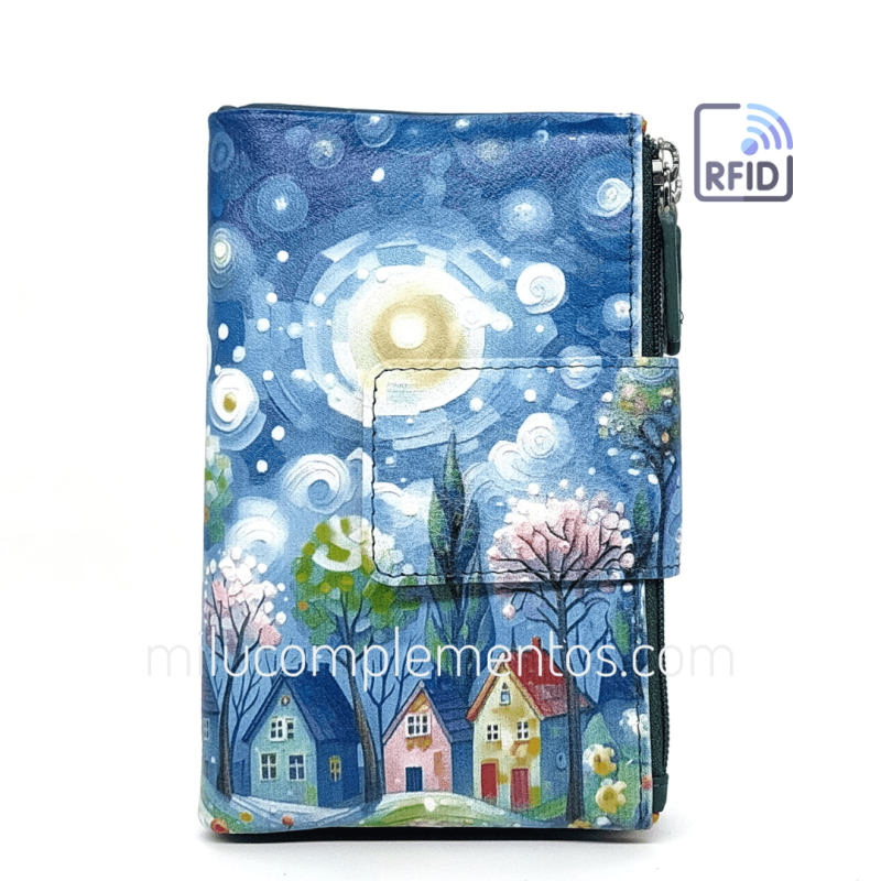 Cartera de piel mediana Belmonte paisaje azul/multicolor de mujer online