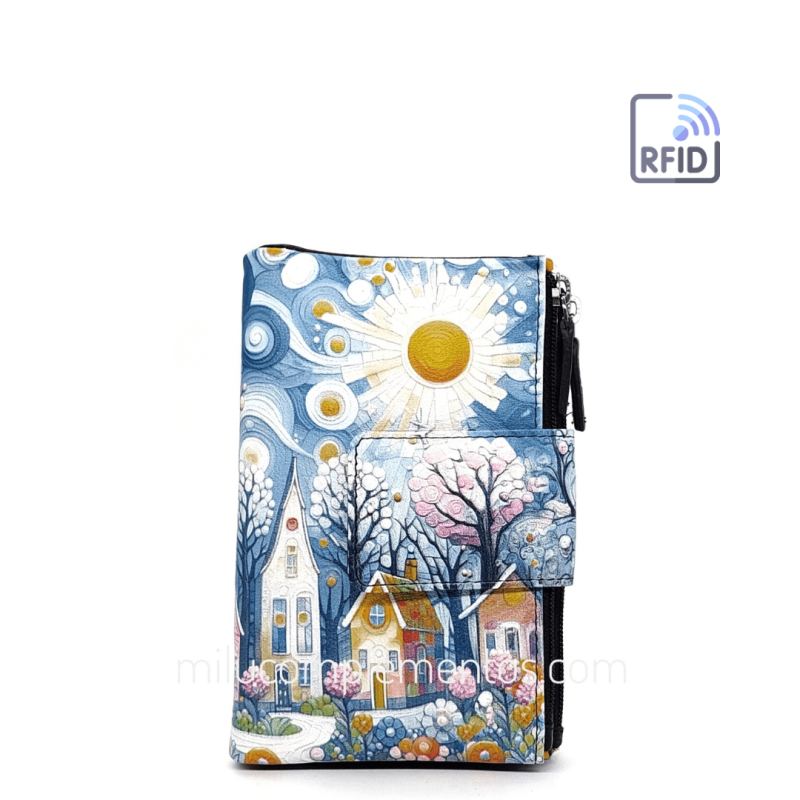 Cartera de piel pequeña Belmonte paisaje azul/multicolor de mujer nueva colección