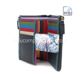 Cartera de piel mediana Belmonte paisaje azul/multicolor de mujer mediana