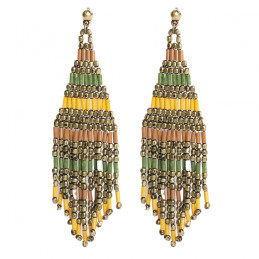 Pendientes largos Tantrend color verde multicolor