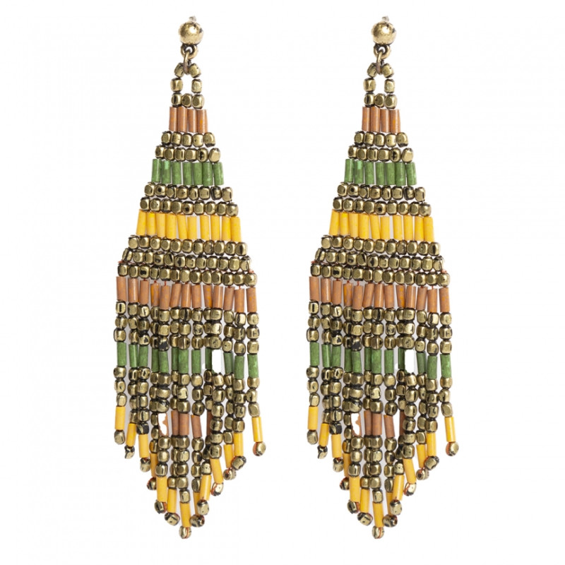 Pendientes largos Tantrend color verde multicolor
