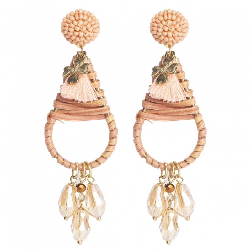 Pendientes largos Tantrend color rosa de mujer