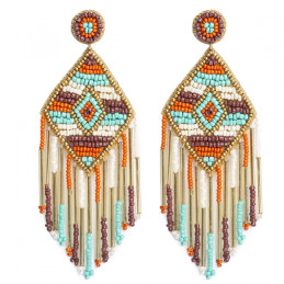 Pendientes largos Tantrend multicolor étnicos de mujer