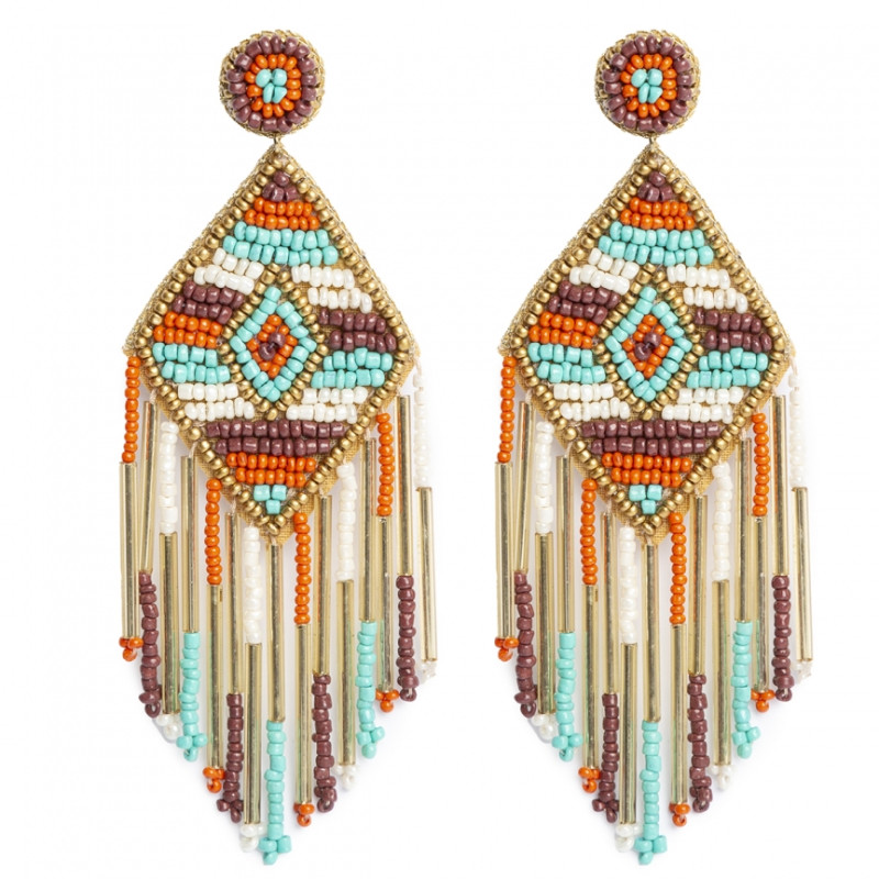 Pendientes largos Tantrend multicolor étnicos de mujer