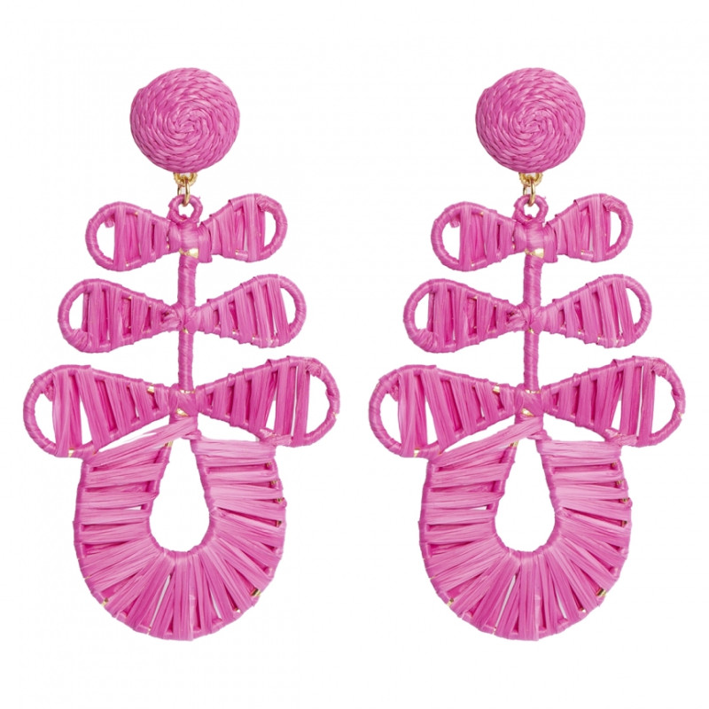 Pendientes largos Tantrend color fucsia de chica