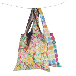 Bolsa tote reutilizable Artebene de flores multicolor (es la primera de las dos)