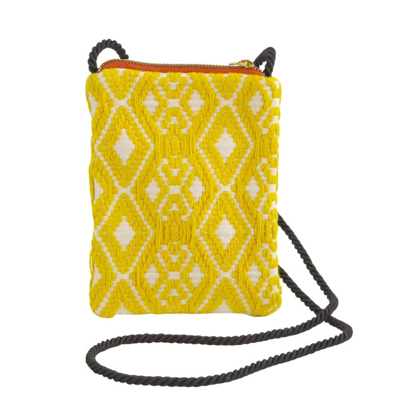 Bolso de teléfono móvil marca Artebene de colores amarillo y crudo primavera verano de señora