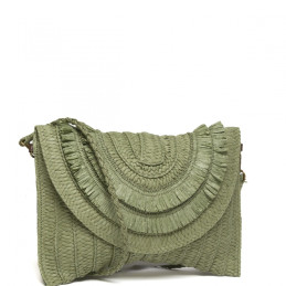 Bolso clutch Tantrend color verde tipo rafia de mujer