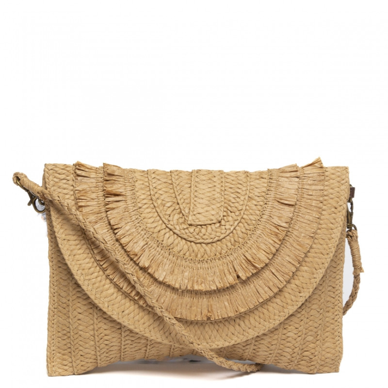 Bolso clutch Tantrend color beige tipo rafia nueva temporada