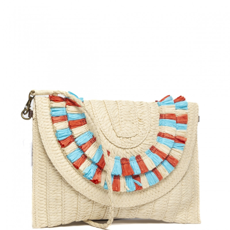 Bolso clutch Tantrend color marfil/multicolor de chica 2025