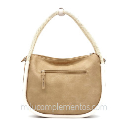 Bolso Caramelo color beige de mujer de la colección Leonor bolsillo trasero