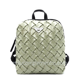 Mochila Caramelo trenzada color verde de mujer colección Lidia primavera verano