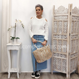 Bolso tote Simosastre color beige de mujer de la colección Briana tamaño real