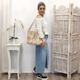 Bolso bandolera Simosastre color beige de mujer de la colección Briana primavera verano