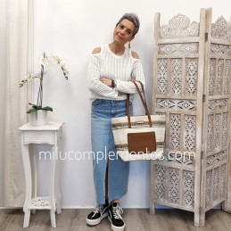 Bolso tote Simosastre color blanco de mujer de la colección Adele tamaño real