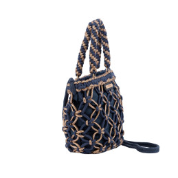 Bolso bandolera Simosastre color azul de mujer de la colección Anete detalle lateral
