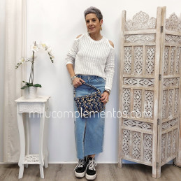 Bolso bandolera Simosastre color azul de mujer de la colección Anete con asa de mano