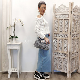 Bolso bandolera Simosastre plata de mujer de la colección Brigitte con cadena larga de bandolera