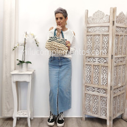 Bolso bandolera Simosastre azul de mujer de la colección Eloise tamaño real