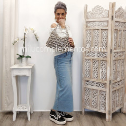Bolso bandolera Simosastre plata de mujer de la colección Eloise en tamaño real