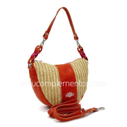Bolso bandolera Caramelo color naranja de mujer de la colección Laia con correa de bandolera