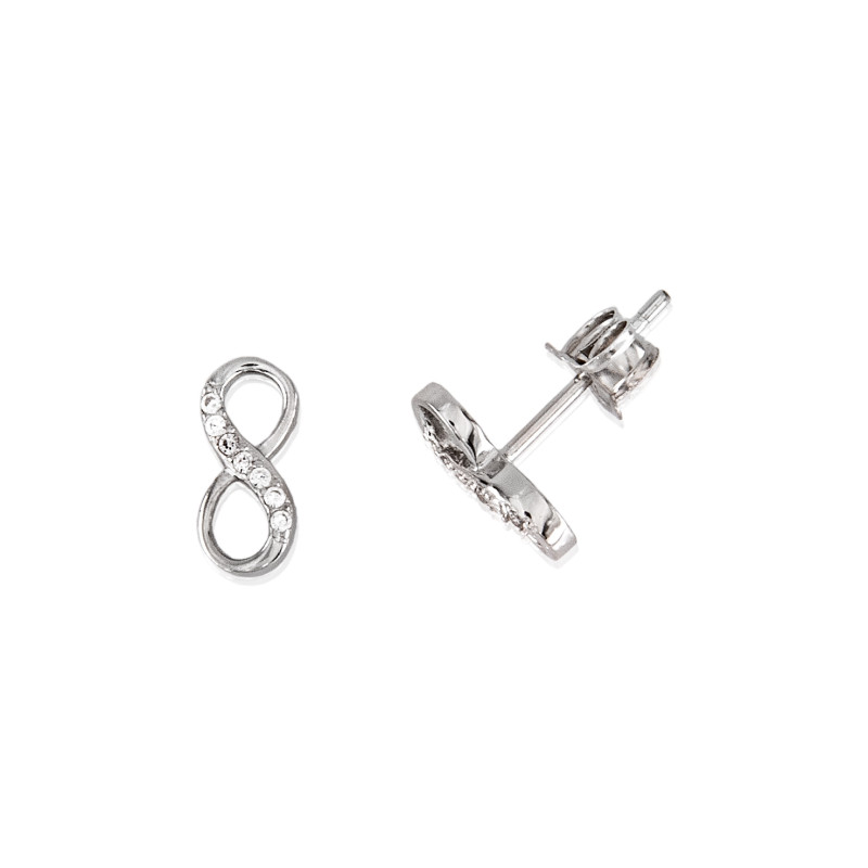 Pendientes del infinito de plata de ley 925 con circonitas blancas