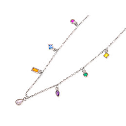 Gargantilla circonitas multicolor de plata de ley 925