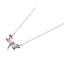 Gargantilla libeula de plata de ley 925 con circonitas multicolor