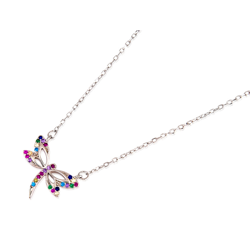 Gargantilla libeula de plata de ley 925 con circonitas multicolor