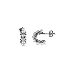 Aros de plata de ley 925 con circonitas blancas y perlas