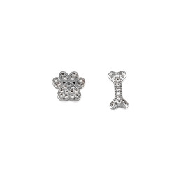 Pendientes zarpa y hueso de plata de ley 925 con circonitas blancas