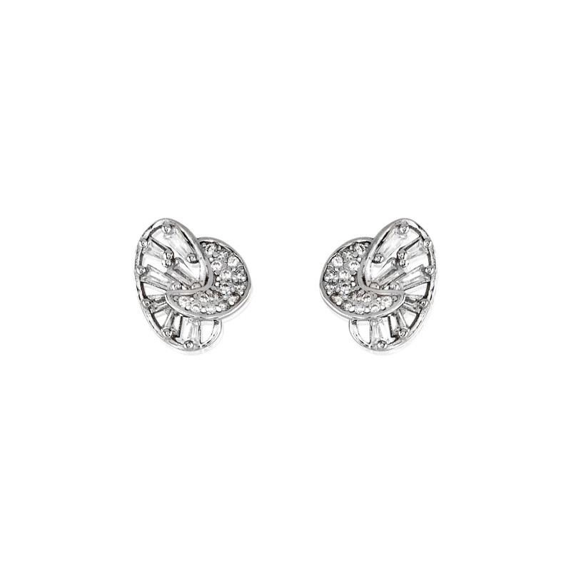 Pendientes abstractos de plata de ley 925 con circonitas blancas