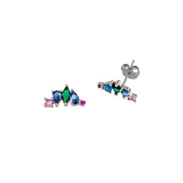 Pendientes multicolor de plata de ley 925 con circonitas