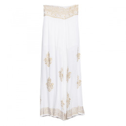 Pantalón palazzo Tantrend color blanco/dorado