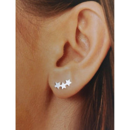 Pendientes tres estrellas de plata de ley 925 de mujer