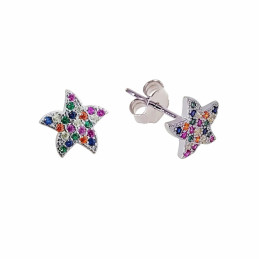 Pendientes estrella de plata de ley 925 de mujer