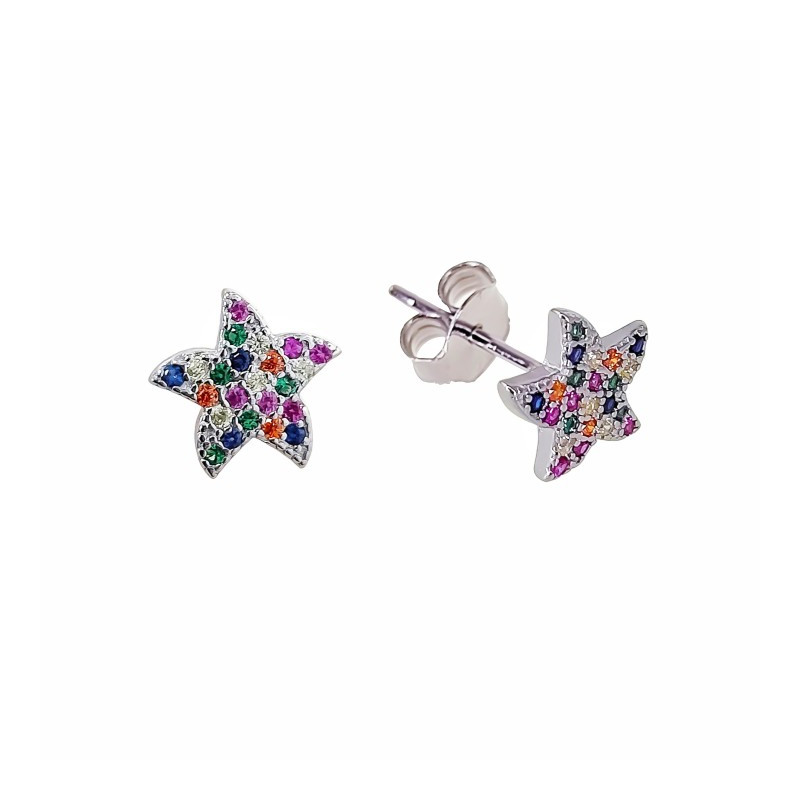 Pendientes estrella de plata de ley 925 de mujer