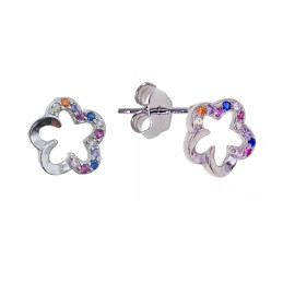 Pendientes flor de plata de ley 925 de mujer
